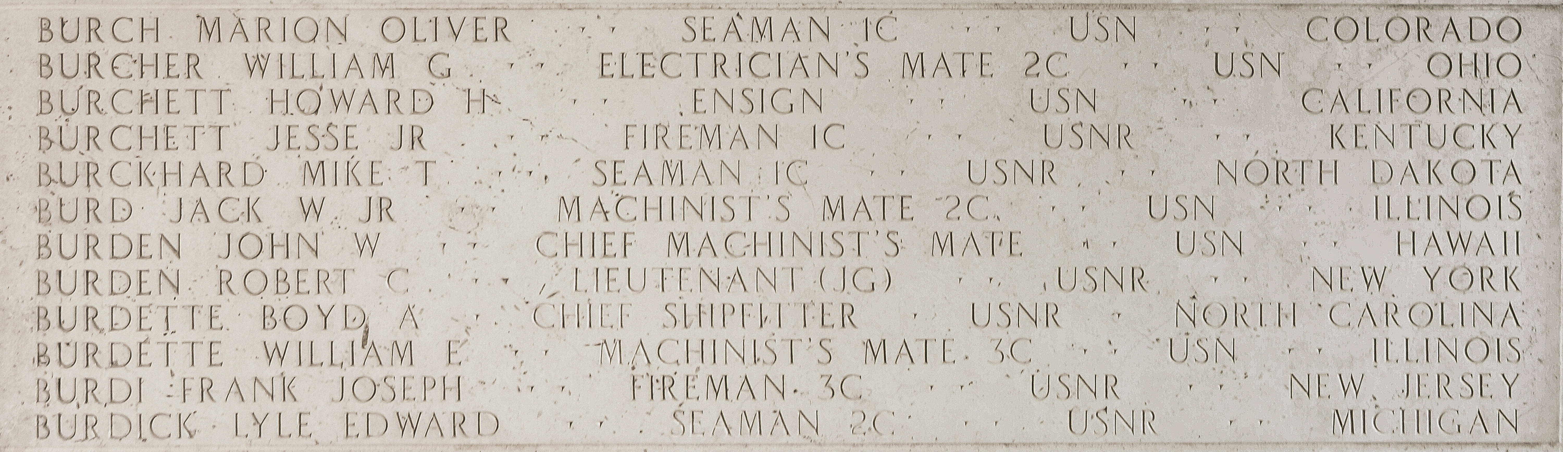 William E. Burdette, Machinist's Mate Third Class